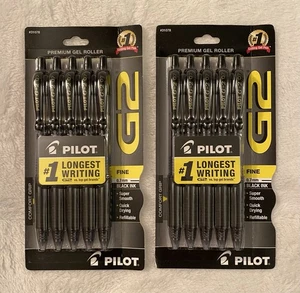 Pilot G2 Retractable Gel Roller Pens Fine .7 mm Black Ink 2 Pack (Total 10 pens) - Picture 1 of 3