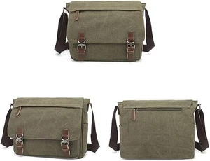 Sechunk Canvas Messenger Bag Vintage Leder Umhängetasche Reise 15" Laptop - Bild 1 von 5