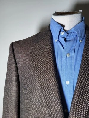 Blazer Abrigo Chaqueta 44L Daniel Cremieux Rojo Azul Marrón Melange Cuadros Lana Tweed Foto 1 de 4