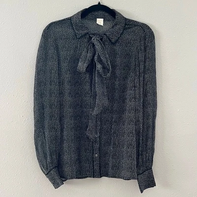 Blusa con pajarita 100 % seda colección J.Crew punto negro blanco para mujer talla 4 twee  Foto 1 de 4