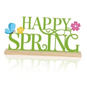 Metal Happy Spring Sign, Spring Decorations for Home, Office, Shelf, Mantel, - Picture 1 of 7