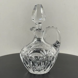 Wallace Crystal Cutted Faceted Glass Decanter With Crystal Stopper 6” - Picture 1 of 10