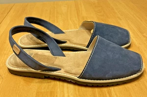 Sandalias Castell Menorca Cuero Nobuck Azul Talla 41 10.5 Correa Tobillo España - Imagen 1 de 5