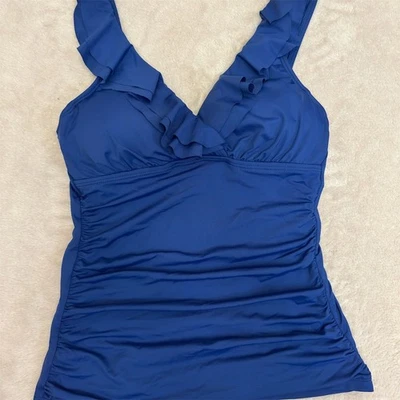 Топ танкини женский Ralph Lauren синий с оборками на косточках размер 4 - Изображение 1 из 4