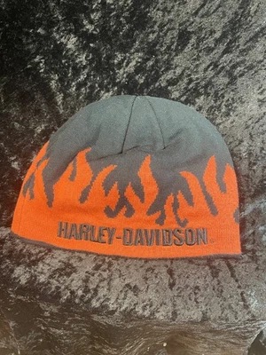2009 Harley-Davidson Flame Beanie Black & Orange Men Vintage Collectible Genuine - Image 1 of 4