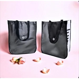 Lululemon wiederverwendbare Tragetaschen schwarz weiß Logo Einkaufen Fitnessstudio Alltag Tragen - Bild 1 von 10