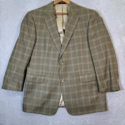 Abrigo Blazer Chaqueta Abrigo Deportivo a Cuadros Hart Schaffner Marx Hombres 43R Mezcla Lana Seda Beige Foto 1 de 4