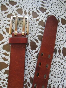 Men's PAUL SMITH Belt Cognac Brown Leather 1- 1/2" Width Double Prong Size Med - Picture 1 of 7