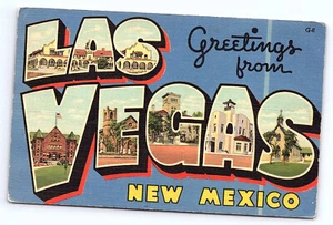 Las Vegas New Mexico Large Letters linen postcard - Picture 1 of 2
