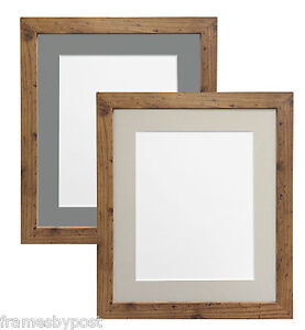 Rustic Oak Photo Picture Frames with Light or Dark Grey Mounts multiple Sizes H7