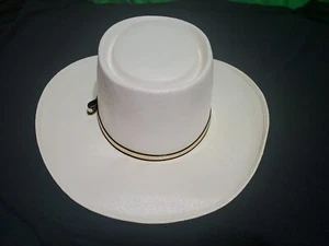 Hard Shell Cowboy Hat Made in Mexico Hecho in Mexico Cream Hat Panama Black Gold - Picture 1 of 1