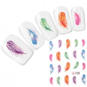 Tattoo Nail Art Aufkleber Feder Bunt Nagel Sticker Fingernägel Neu! - Picture 1 of 3