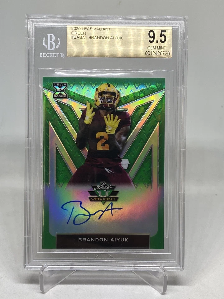 2020 Valiant GRN  BRANDON AIYUK Rookie RC Auto /75 BGS 9.5/10 GEM MT POP 16 - Image 1 of 4