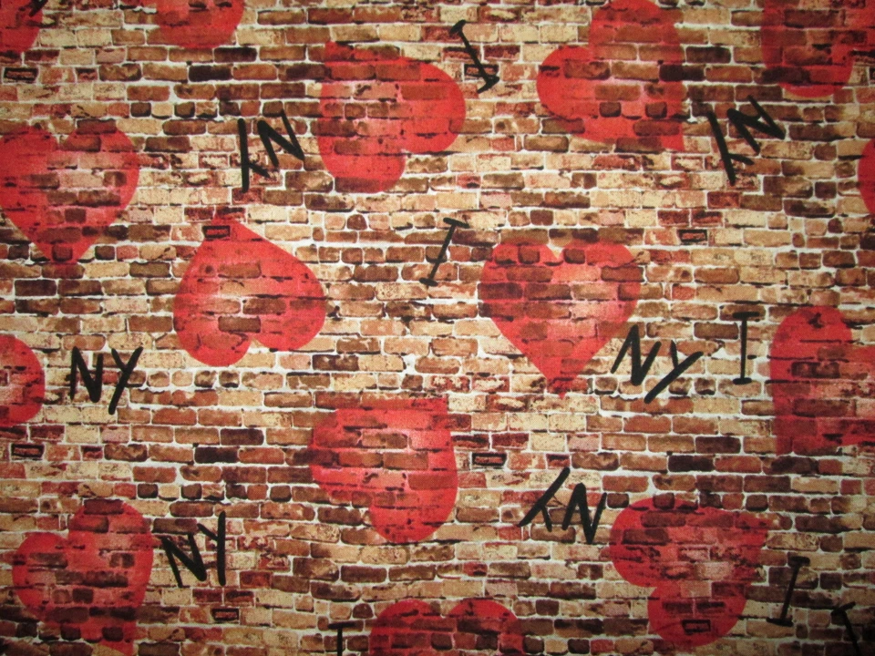 NYC I LOVE NEW YORK CITY HEARTS STATE OF MIND COTTON FABRIC FQ - Image 1 of 4