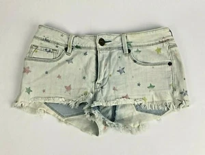 Bullhead Denim Co Womans Size 5 Short Shorts Frayed Star Pattern  - Picture 1 of 6