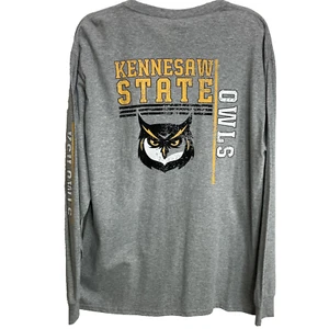 NWT Kennesaw State Owls Mens Large Long Sleeve Shirt College Kids Unisex Grey - Picture 1 of 8