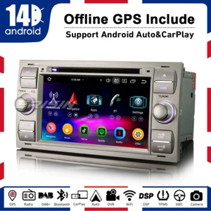 64GB Android 14 Car Stereo Head Unit Carplay GPS Focus C-Max Kuga Fiesta Transit - Picture 1 of 18