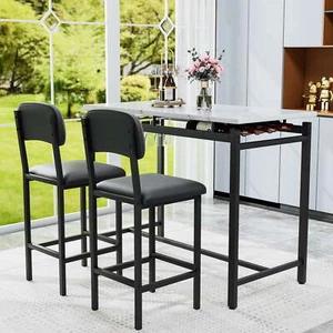 Aukfa Bar Dining Table Set for 2, Kitchen Table Set Upholstered Chairs - Picture 1 of 8