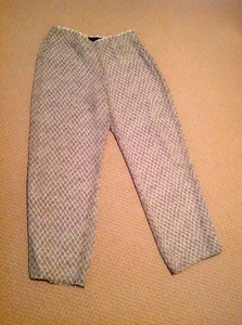 NWOT SIZE 14 SIGRID OLSEN RET $98 CHIFFON PANTS  TAUPE, IVORY WINDOWPANE PATTERN - Foto 1 di 3