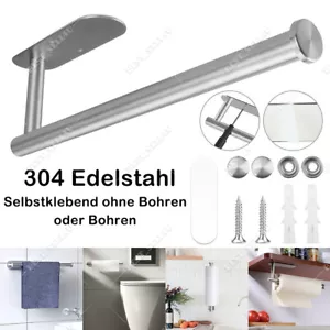 Edelstahl Küchenrollenhalter Papierrolle Handtuchhalter Wandhalterung ohne Bohre - Bild 1 von 12