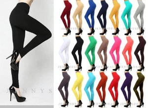 Seamless Spandex Stretch Footless Long Solid Basic Full Length 32" Leggings  - Picture 1 of 44