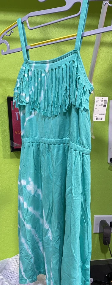 Vestido Justice Niña Talla 12 Verde Neón/Azul Traje de Baño Encubrimiento Tie Dye Vestido Foto 1 de 4
