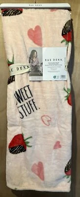 RAE DUNN сердца, клубника, сладкий материал, мягкий плюшевый плед 50 X 70 валентинки - Изображение 1 из 2