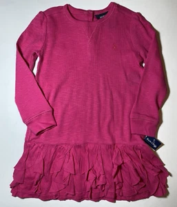 Ralph Lauren Dress Ruffled Long Sleeve Ruffles Hot Pink Girls Size 24 Months NWT - Picture 1 of 2