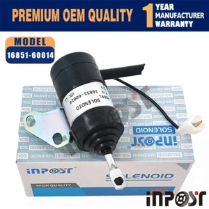 Fuel Shutoff Solenoid 16851-60014 for Kubota Tractor D902 D722 Excavator RTV900 - Picture 1 of 6