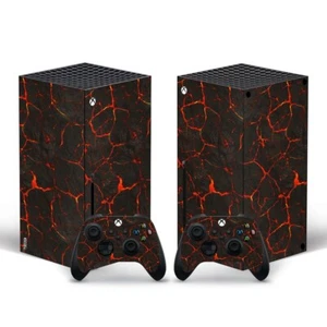 Xbox Series X Skin Aufkleber für Konsole und Controller Rote Feuerlava - Bild 1 von 1
