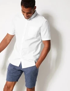 Mens Casual Shirt White Oxford Short Sleeve Regular Fit (M) - Amazon Essentials - Picture 1 of 6