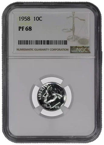 1958 PROOF ROOSEVELT DIME 10C NGC CERTIFIED PF 68 - SPOT HAZE FREE Cover