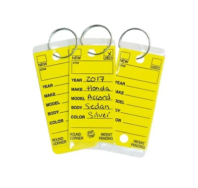 EZ LINE Round Corner Dealer Key Tags | Self Laminating, Yellow | EZ407 Lowest Price!