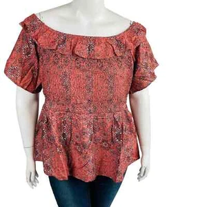 Nuevo Medallón Rosa Maurices Mujer Talla 4X Plus Texas Ahumado Del Hombro Nuevo Con Etiquetas - Imagen 1 de 7