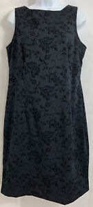 Hillard & Hanson Size 12 Black Brocade Formal A-Line Dress Sleeveless Zip Up