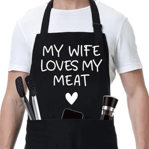 Funny Apron Men Father’s Gift Idea Barbecue Grill Husband Gifts Valentine’s meat - Picture 1 of 5