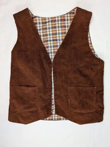 Boys Handmade Courderoy Reversible Brown Vest 6 - Picture 1 of 9