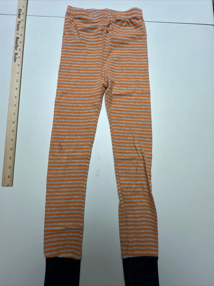 Pantalones de pijama Oshkosh para niños talla 8 naranja gris a rayas con puños azul marino Foto 1 de 4