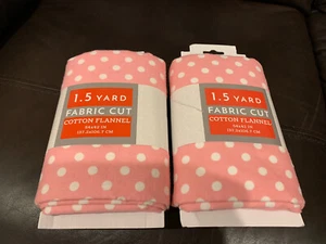 3 Yard Fabric 1.5 Cut~Cotton Flannel~Pink,white Polka dot~Baby Blanket - Picture 1 of 5