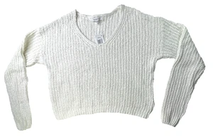 Maglione donna con gancio nuovo con etichetta bianco morbido cropped costine maglia donna taglia XS - Foto 1 di 6