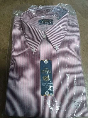 Camisa de vestir a rayas Borgoña Bengala talla 15,5x34/35 nueva con etiquetas Club Room para hombre Foto 1 de 4