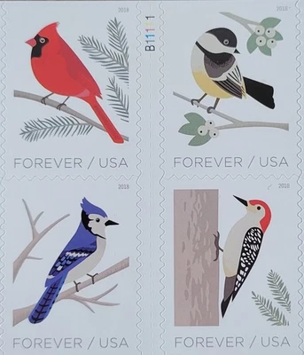 20 FOREVER FIRST CLASS LETTER STAMPS BIRDS IN WINTER MNH BOOK PANE