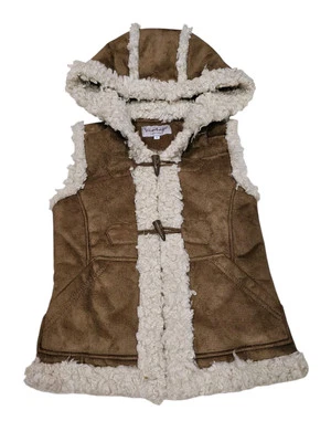 Chaleco de gamuza de imitación de piel sintética forrado de sherpa talla pequeña para niñas de cuero vintage Foto 1 de 4