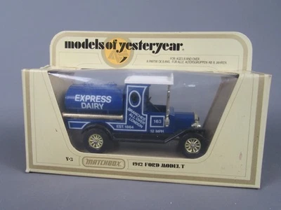 D25 Matchbox Modelli Del Passato Y-3 Ford T Tanker 1912 Latte Espresso + Scatola - Immagine 1 di 4