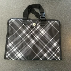 Thirty-one Hanging Travel Organizer Makeup Toiletries Bag- Plaid - Black & White - Picture 1 of 9