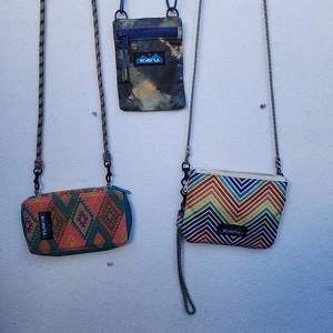 Kavu Crossbody Lot Of 3 Adjustable Strap Multi Color Pattern Travel Wallet Bags - Picture 1 of 14