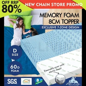 STARRY EUCALYPT Memory Foam Mattress Topper 7-Zone Cool Gel Bamboo 8cm Double - Picture 1 of 12