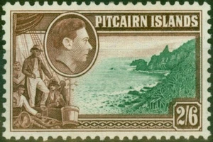 Pitcairn Islands 1940 2s6d verde y marrón SG8 LMM fino - Imagen 1 de 1