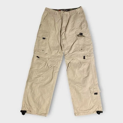 Pantalones cargo vintage Plugg Jeans para hombre 32x31 beige sueltos holgados anchos convertibles Y2K Foto 1 de 4