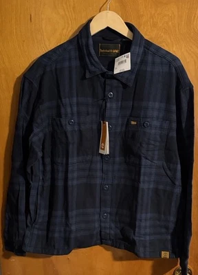 Timberland Flannel Shirt Jacket Mens Large Navy - Image 1 of 4